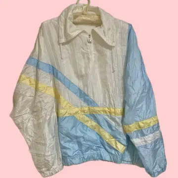 유럽 빈티지 파스텔 바스락 점퍼 하프 지퍼