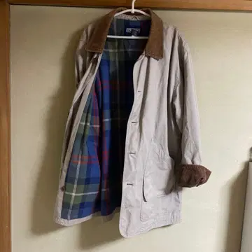 랜즈 엔드 필드 코트 헌팅 체크 안감 90s 빈티지