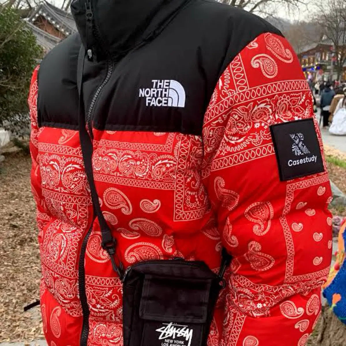 The North Face x Case Study Nupse Bandana Red XL Padded Jacket on 