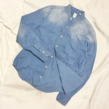 finamore 피나모레 USED 가공 노카라 코튼 데님 셔츠 38