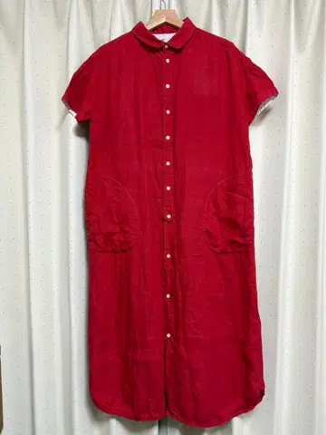 카이세이도 린넨 셔츠 반팔 원피스 컬러 레드 사이즈 3(L)