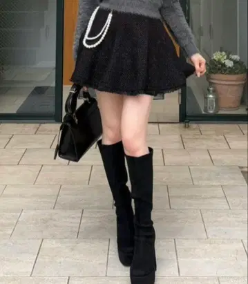 rienda 트위드 플레어 스코트 숏팬츠