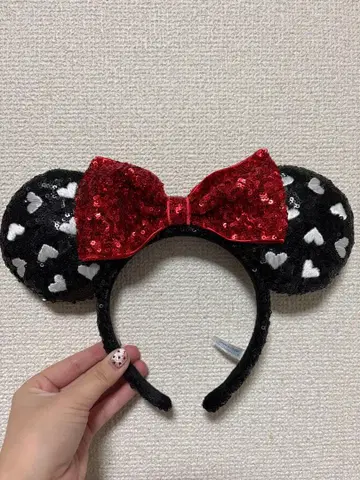 디즈니 미니 머리띠 하트 스팽글