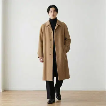H224*최상급 카멜 롱 코트 베이지 M 남성용 이탈리아 원단 고급