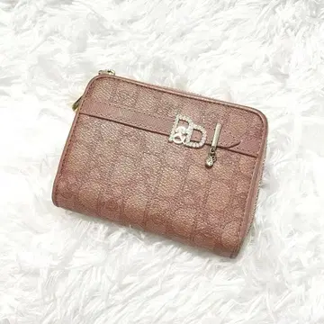 PINKY&DAINNE 패드락 L자 지퍼 접이식 지갑 핑크