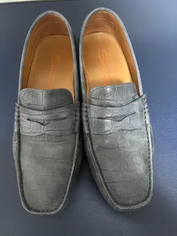 산토니 그레이 가죽 드라이빙 슈즈