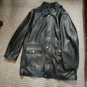복선상사 천연 가죽 소가죽 레더 코트 블랙 새상품급 LL