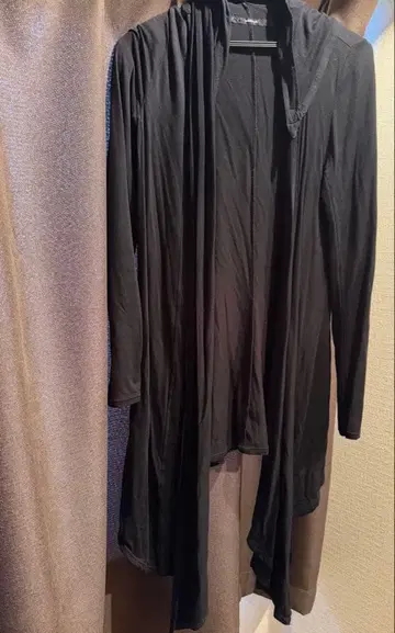 Yasuyuki Ishii 후드 부착 롱 가디건 블랙