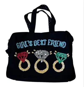 컬리 컬렉션 스팽글 지퍼 달린 링 패턴 토트 백