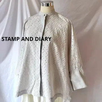 스탬프앤다이어리 코튼 레이스 스탠드 카라 빅 셔츠