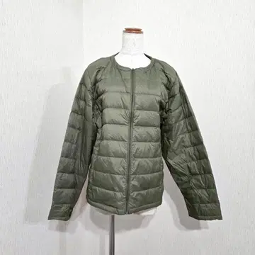 무인양품 3L 다운 자켓 카키 노카라 경량 다운 80%