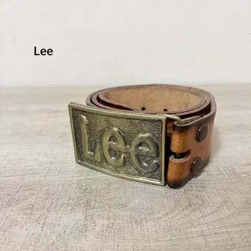 빈티지 Lee 가죽 엠보 꽃무늬 디자인 로고 버클 벨트