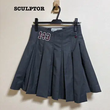 스컬프터 비대칭 랩스커트 S 플리츠 차콜