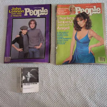 레어 80년 추모호 존 레논 오노 요코 피플 매거진과 라벨 3개