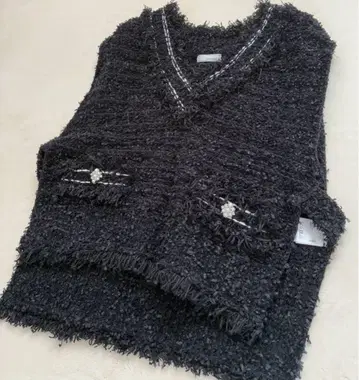 [새상품급] BEATRICE 베아트리스 트위드 프린지 베스트 니트 베스트