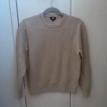 미사용 새상품 유니클로 워셔블 밀라노 리브 크루넥 스웨터 베이지 S