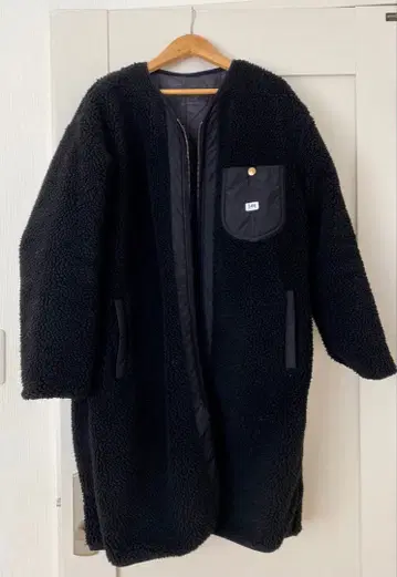 Lee 플리스 롱 자켓 블랙