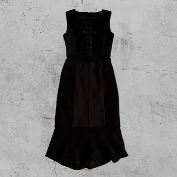 롱 원피스 블랙 레이스업 모드 고딕 지뢰계