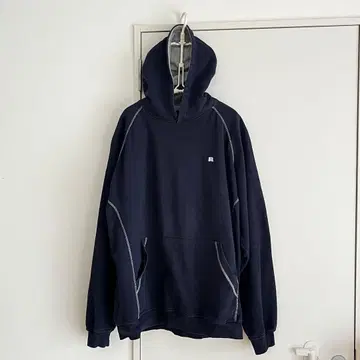 RUSSEL ATHLETIC 90s 무지 후드 맨투맨 네이비 XL