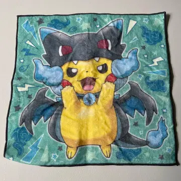 미사용 포켓몬 메가리자몽X의 판초를 입은 피카츄 핸드 타월