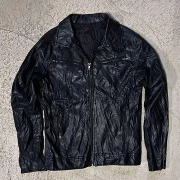 JACKROSE 주름 가공 가죽 싱글 자켓 V계 블랙