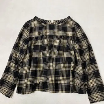 Lisette 리제타 체크 스탠드 카라 개더 블라우스