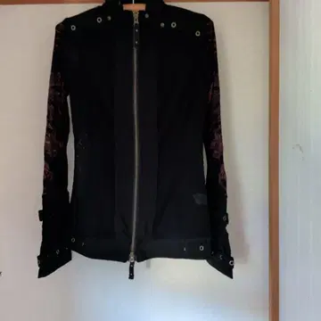 Ozz On 시스루 자켓 꽃무늬 자수 블랙