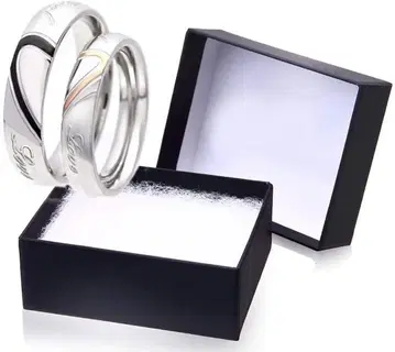 Three Sharp 실버 페어링 남성용 여성용 기념일 케이스 포함