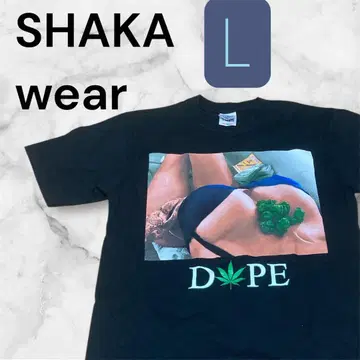 SHAKA 빅 프린트 마리화나 패턴 DOPE 빅 실루엣 T셔츠