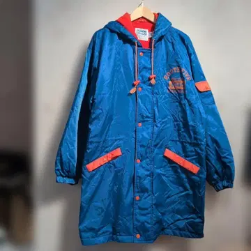 90s blueky 나일론 벤치 코트 블루키 블루 오렌지