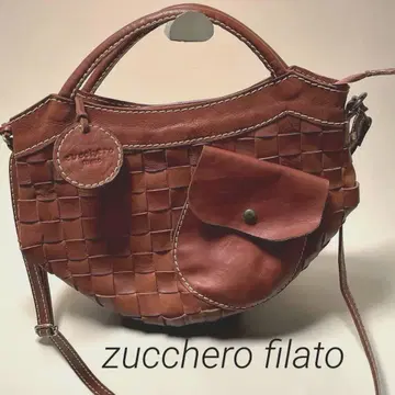 zucchero filato 핸드백 천연 가죽 뜨개질 2way 적갈색