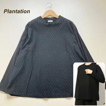플랜테이션 레이스 티셔츠 풀오버 긴팔T셔츠 블랙
