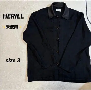 [미사용] HERILL 자켓 옷깃 가죽 3 블랙