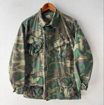 70s ERDL 그린 리프 카모 파티그 자켓 빈티지
