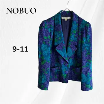 NOBUO 나카무라 노부오 테일러드 자켓 9-11 M~L 꽃무늬 블루