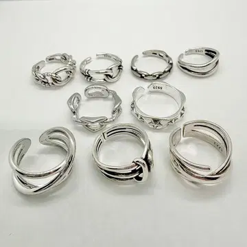 럭셔리 9점 실버 925 반지 반지 남성용 S925 각인 있음 묶음 판매