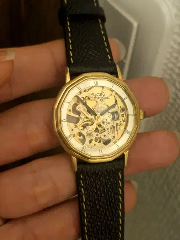 ELGIN 엘진 남성용 수동 와인딩 시계 스켈레톤