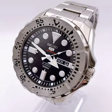 작동 SEIKO 5 스포츠 남성용 손목시계 오토매틱 데이데이트 뒷면 투명