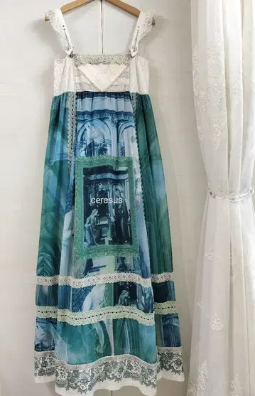 ozz angelo 종교화 원피스 블루 맥시 길이