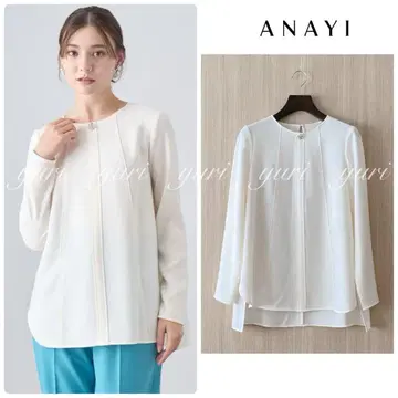 [ 1386 ] 아나이 백 새틴 비쥬 버튼 블라우스 화이트 38