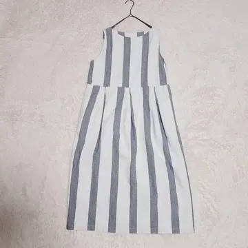 ichi 이치 린넨 혼방 원피스 오버롤 스커트 스트라이프 일본제