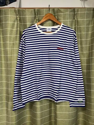 ciatre 블루 화이트 스트라이프 긴팔 티셔츠