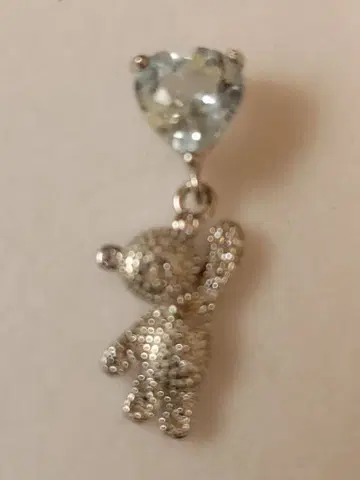 테디베어 참 목걸이 아쿠아 마린