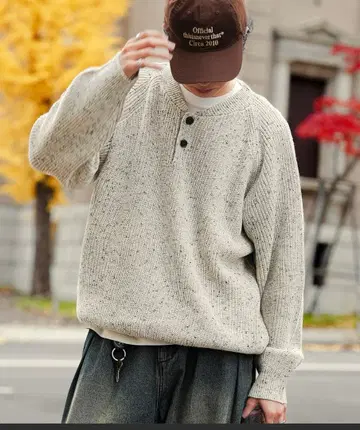 Bleme 헨리넥 니트 베이지 L 사이즈