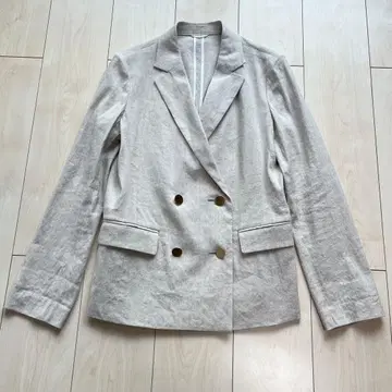 ANAYI 아나이 린넨 브라이트 크로스 더블 자켓 골드 버튼