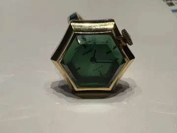 [레어] SEIKO 육각형 수동 와인딩 시계 그린 반지 반지 레어 일본제