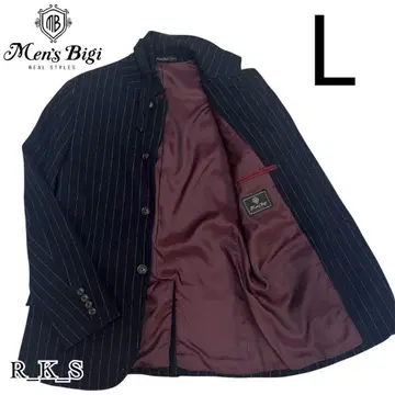 Men's Bigi 스탠드 카라 스트라이프 자켓 L 네이비