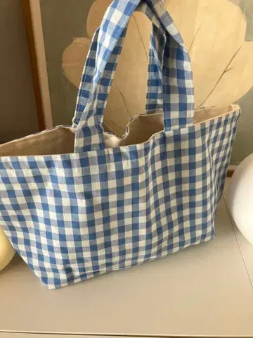 체크 체크 토트백 캔버스백 핸드메이드 서브백