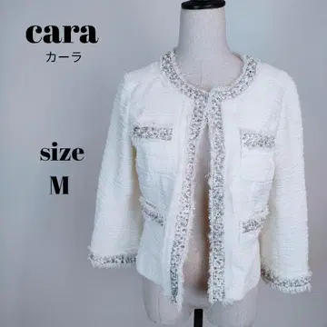 [ a1080 ] Cara 카라 트위드 노카라 자켓 M 펄