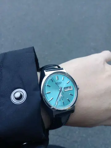 세이코 하이비트 36,000 자동 와인딩 시계 블루